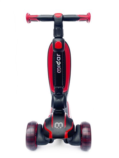 Самокат-беговел со светящимися колёсами 3 в 1 Scooter Micar Moby Black-Red
