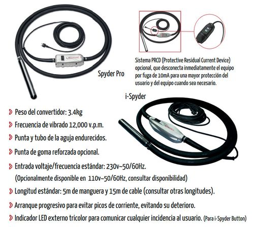 Глубинный вибратор Enar SPYDER PRO 70 высокочастотный - [220V /65 мм]