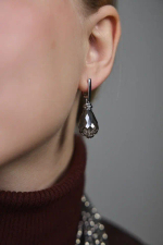 Серьги "Венеция" оттенок марказит, фурнитура серебро