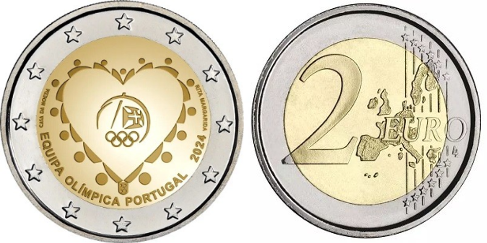 Португалия 2 евро, 2024 Команда Португалии на Олимпийских играх 2024 UNC