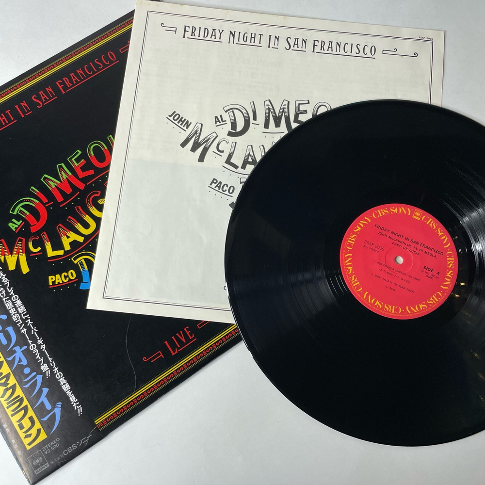Винтажная виниловая пластинка LP Al Di Meola, John McLaughlin, Paco De Luc a Friday Night In San Francisco (Япония 1981) (Оби)