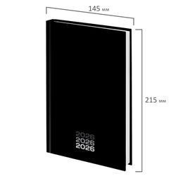 Ежедневник датированный 2026 145х215 мм А5 STAFF ламинированная обложка "Black style" (117325)