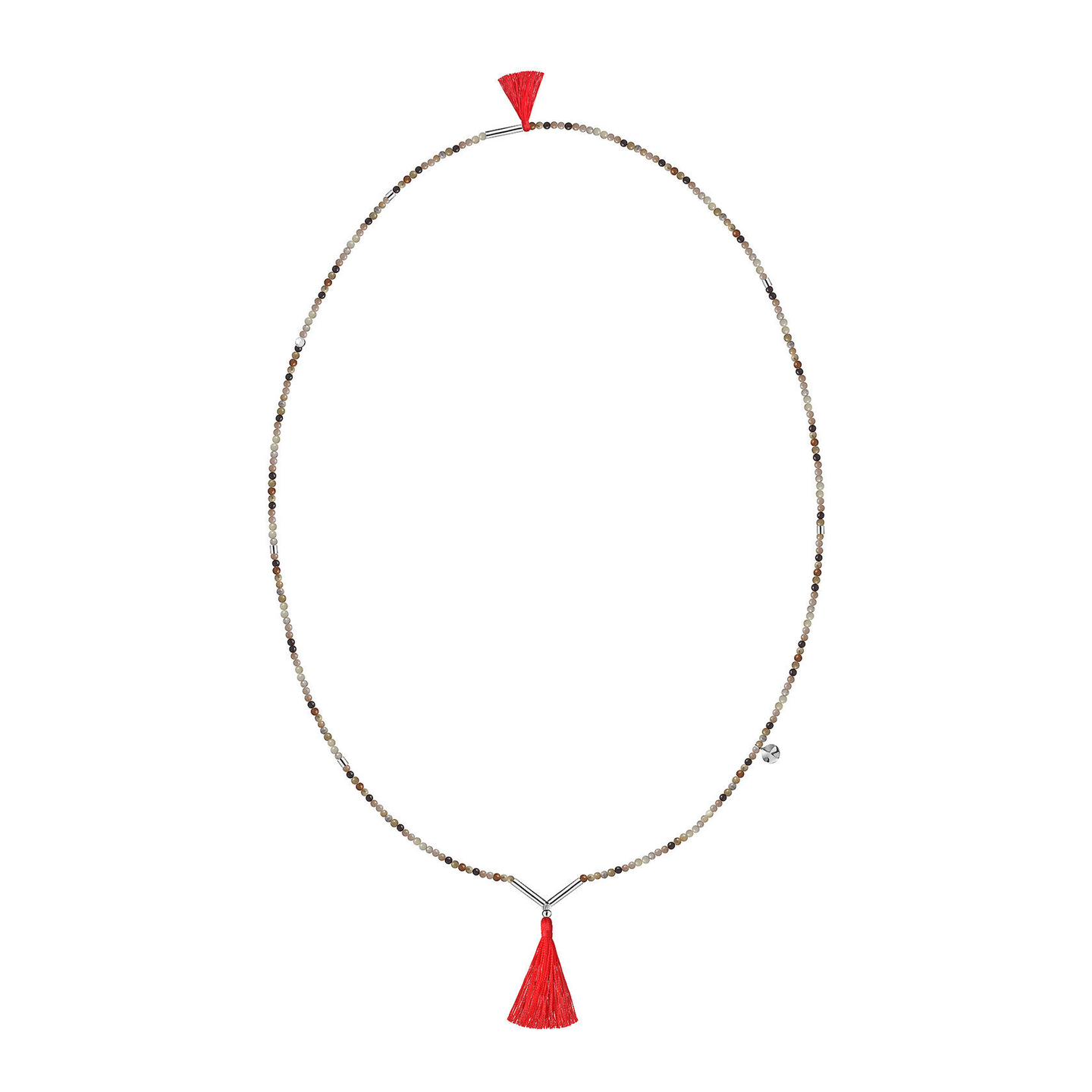 Подвеска из серого агата с красными кистями