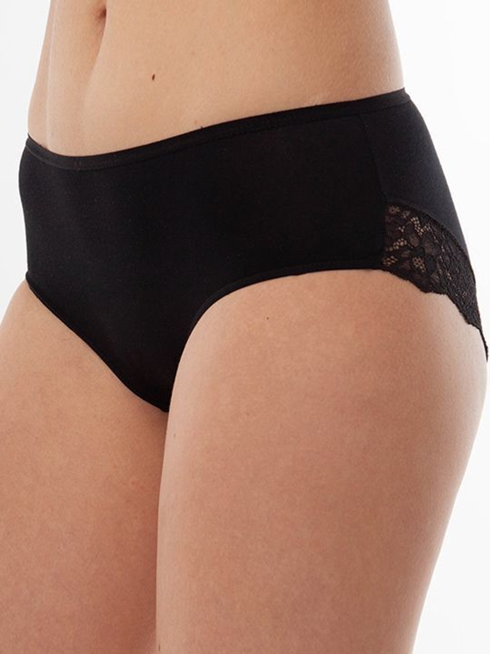 Женские трусики средней посадки из бамбука (Размер: XXL) (Цвет: черный)