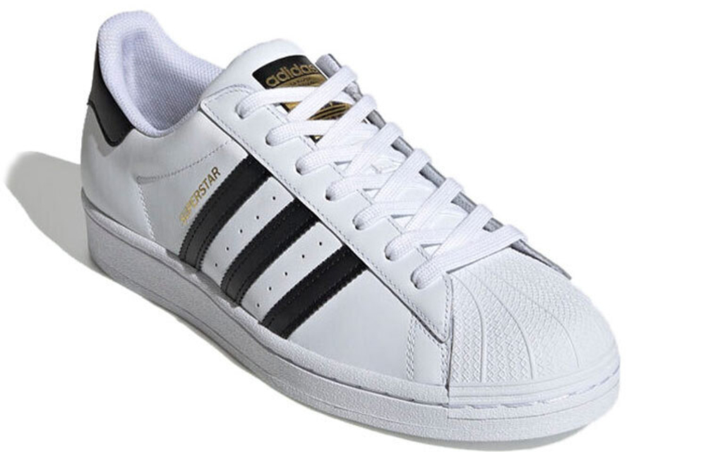 Adidas originals Superstar leather shell head trend avant-garde non-slip wear-resistant lightweight low-top sneakers for men and women the same style white and black