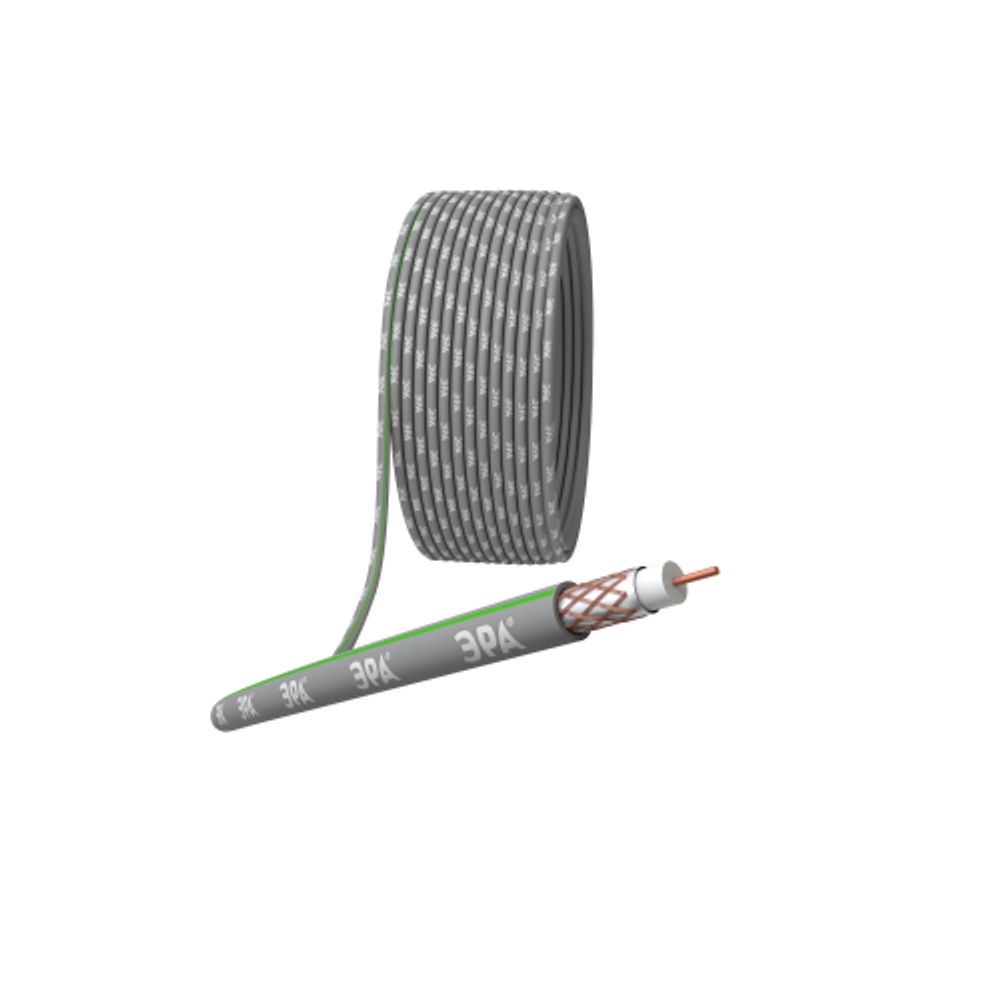 ЭРА Кабель коаксиальный SAT 703 B, 75 Ом, Cu/(оплётка Cu 75%), нг(А)HF, цвет серый, бухта 100 м | 