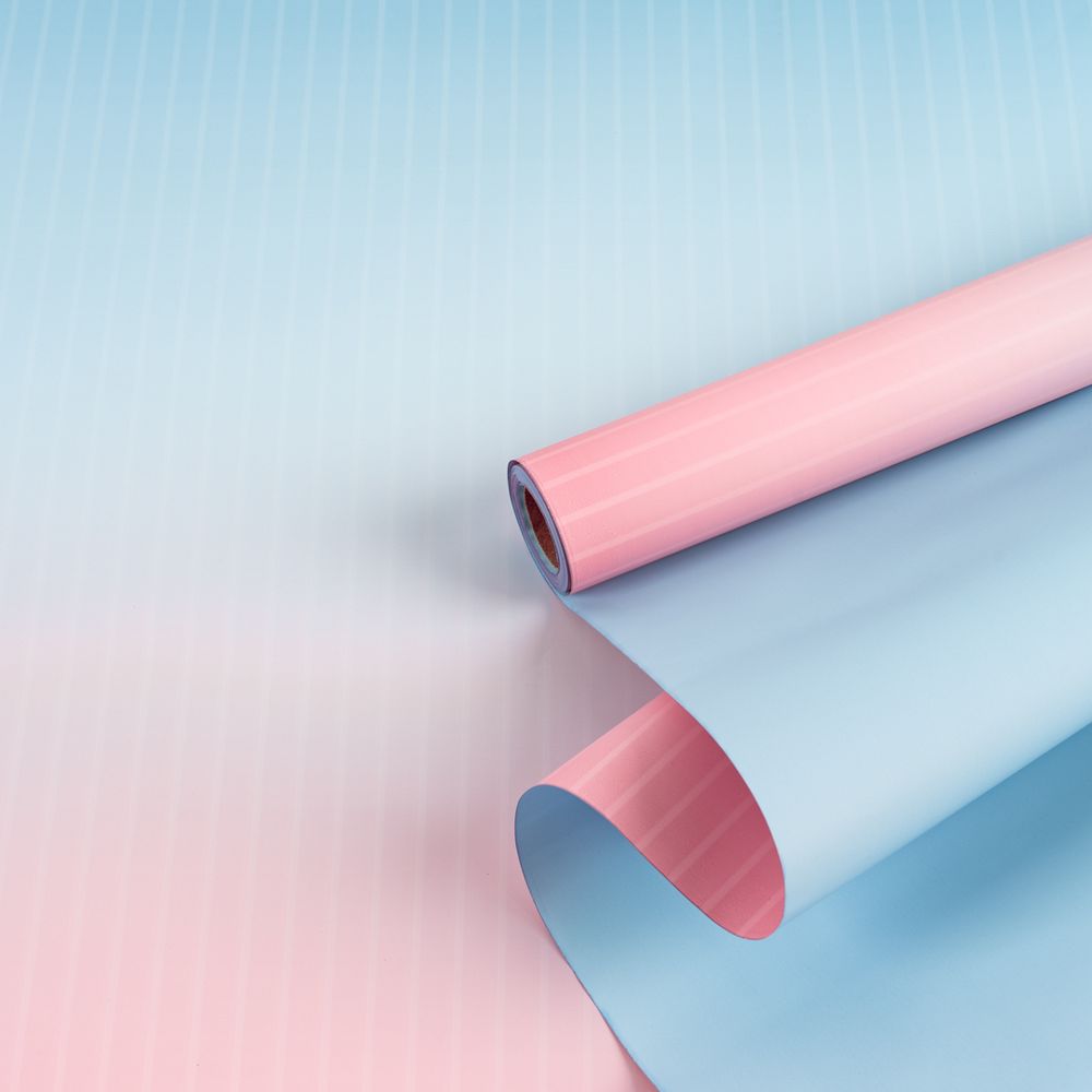 Пленка матовая 2 стороны "Gradient Flow" 58см*10м Пастельно-розово-голубая/Голубая