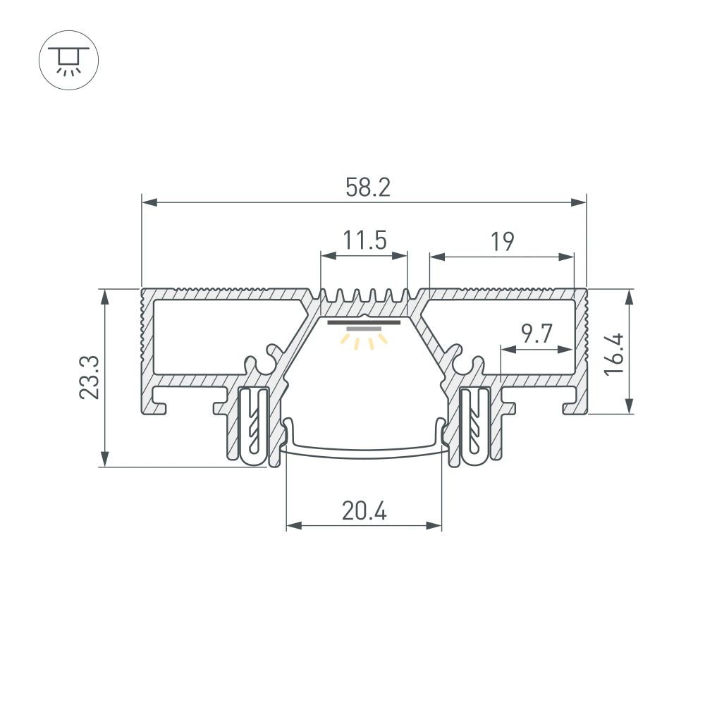 Профиль STRETCH-20-CEIL-D-CENTER-2000 WHITE (Arlight, Алюминий) 042948