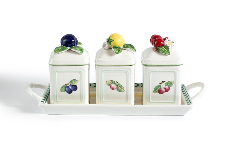 Набор из трех банок и подноса Villeroy & Boch из серии French Garden Fruits