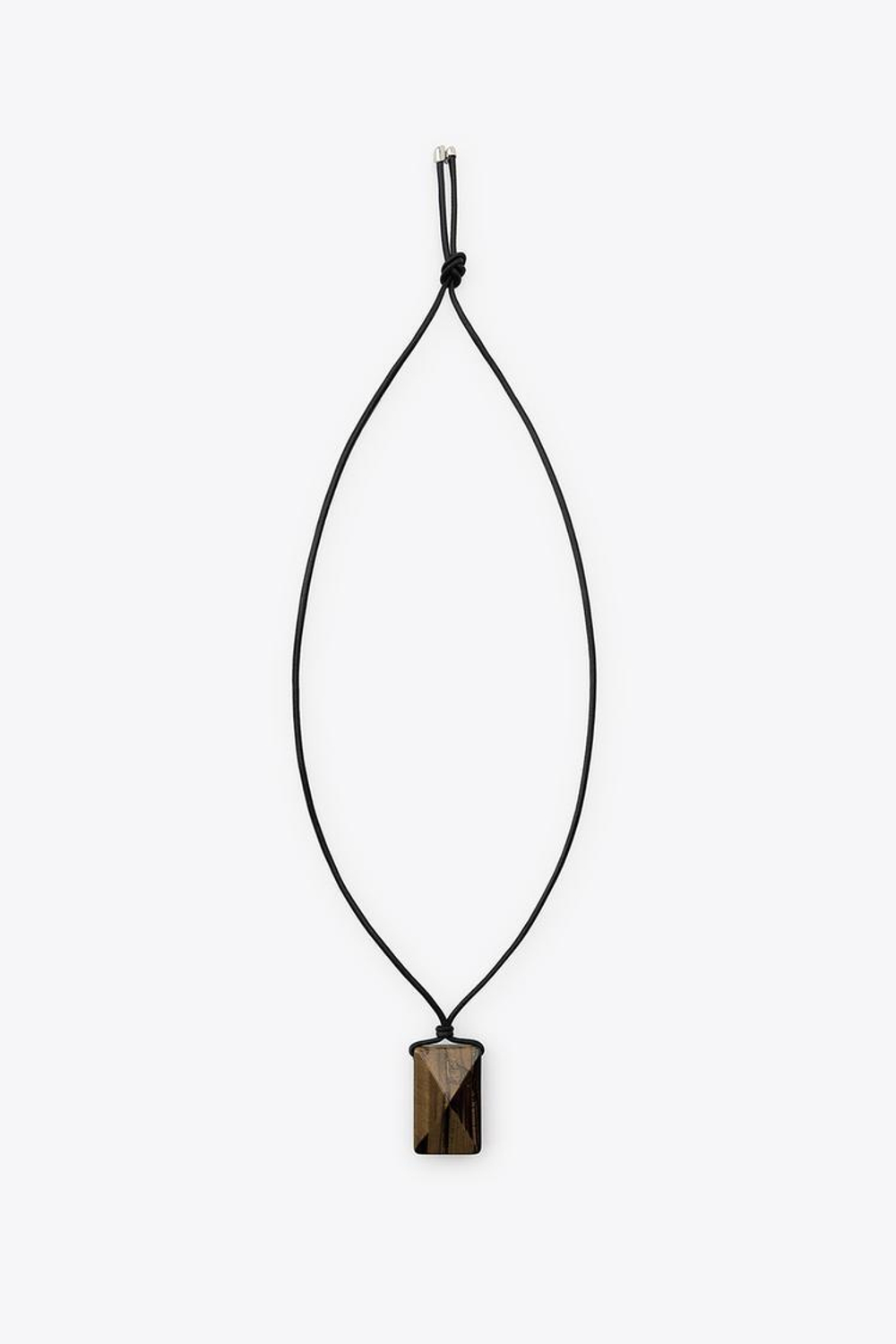 ZARA КОЖАНОЕ ОЖЕРЕЛЬЕ СО ШНУРКОМ И КАМНЕМ, КОРИЧНЕВЫЙ