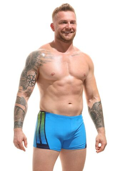 Мужские пляжные боксеры с принтом по бокам (Размер: XXL) (Цвет: темно-синий)