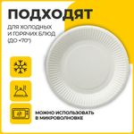 Тарелка одноразовая бумажная 230 мм, КОМПЛЕКТ 100 шт., БЮДЖЕТ, белая мелованная, LAIMA, 608084