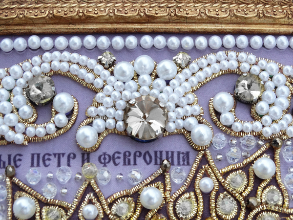 ЖС-13-ЗБ Набор для вышивания хрустальными камнями Святые Петр и Феврония (белый)