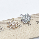 Подвеска Лотос, цвет золото, фианиты, размер 13*13 мм, цена за 1 шт