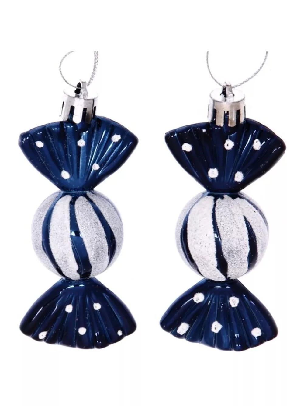 Ёлочные игрушки "Таинственное очарование" Конфетки 8 см 2шт, сапфир (Серпантин)