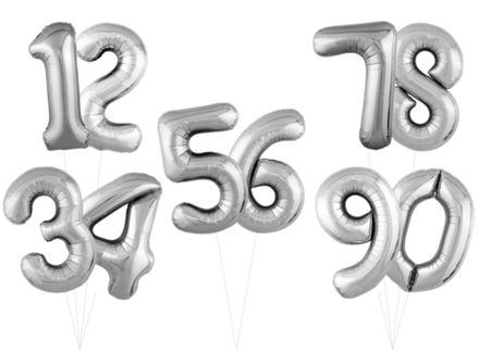 Шар - цифра с гелием Slim (серебряный) | 0112