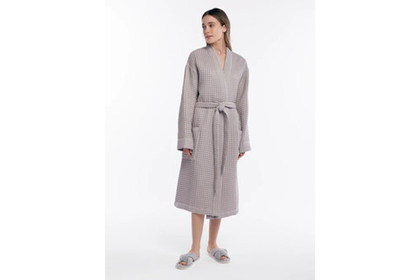 Халат вафельный женский Home One серый 48-50