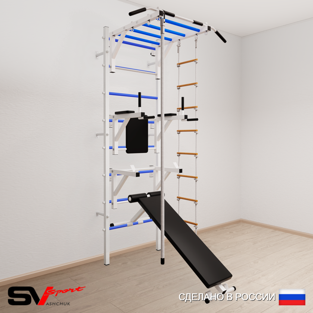 Шведская стенка Sv Sport 565 (Турник рукоход/Брусья/Стойка/Скамья/Канат/Лестница)