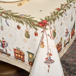 СКАТЕРТЬ "ЩЕЛКУНЧИК" 160Х220СМ БЕЖЕВЫЙ,100% ХЛОПОК,ТВИЛ