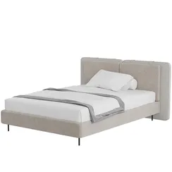 Кровать двуспальная Hub 140 см (бежевый, экокожа, рогожка)