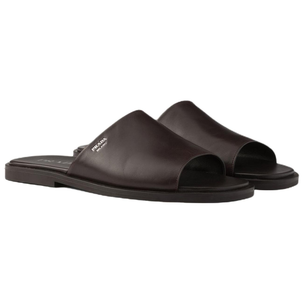 PRADA Rubber Slide Slippers Men"s Brown