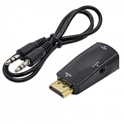 Конвертер штекер HDMI (M) -- гнездо VGA (F) + аудио разъем 3,5джек чёрный