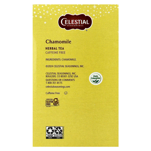Celestial Seasonings, травяной чай, ромашка, без кофеина, 40 чайных пакетиков по 51 г (1,8 унции)