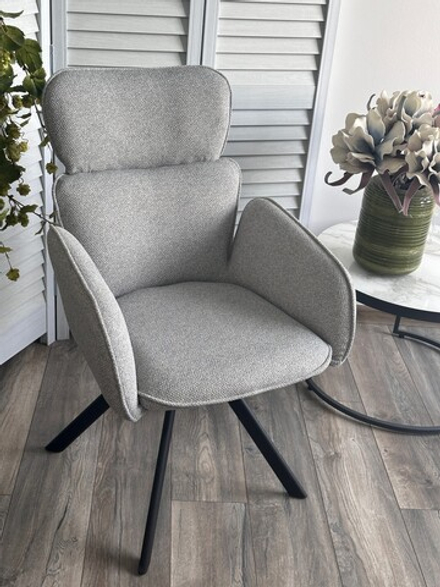 Стул М-City DISAUR Лонг (Long) поворотный на поворотный на 360 градусов, Ns10 Серый, букле, Черный каркас