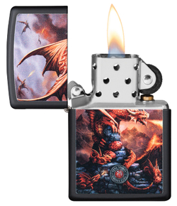 Зажигалка чёрная "Драконы" Black Matte ZIPPO 49097