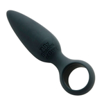 Черная анальная втулка 11,4см с кольцом на основании Fifty Shades of Grey Something Forbidden Silicone Butt Plug