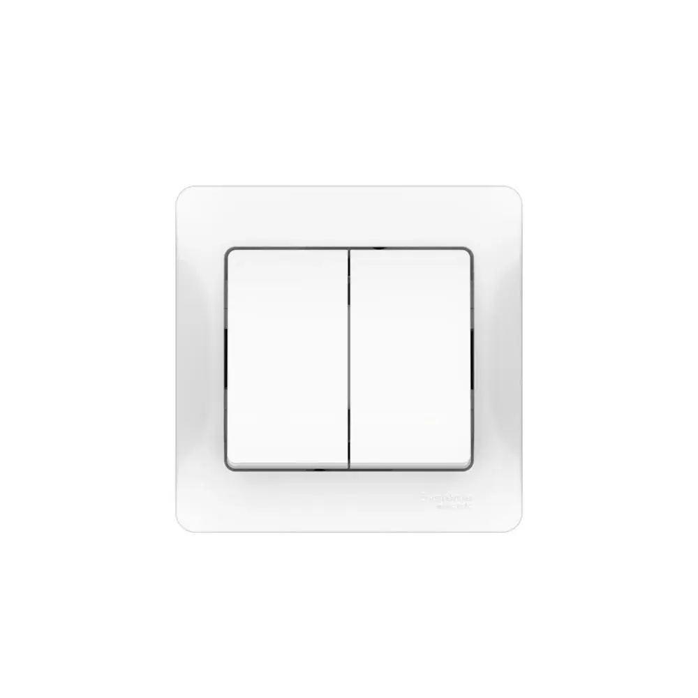 GLOSSA 2-клавишный ВЫКЛЮЧАТЕЛЬ, сх.5, 10АХ, в сборе, быстрозажим. клем., БЕЛЫЙ