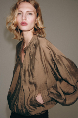 ZARA СТРУЯЩАЯСЯ РУБАШКА ZW COLLECTION, ТЕРРАКОТОВЫЙ