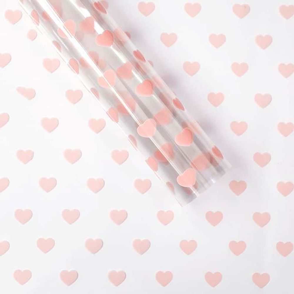 Пленка Сердца РОЗОВЫЙ 60см*200гр