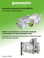 Мойка высокого давления Greenworks GPWG8II 5106807, 2800 Вт, 160 бар