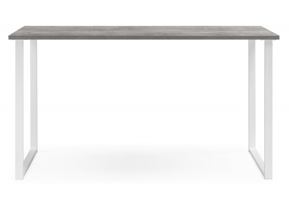 Стол деревянный Woodville Лиман 140 x 80 бетон светлый, белый матовый, ножки белые