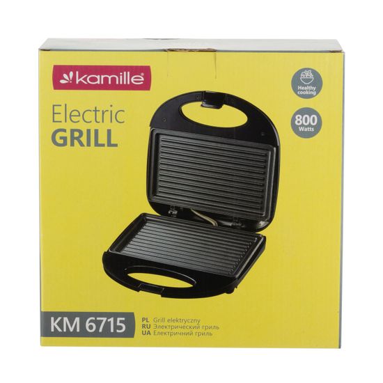 Гриль электрический 800 Вт. Kamille KM 6715 с антипригарным покрытием