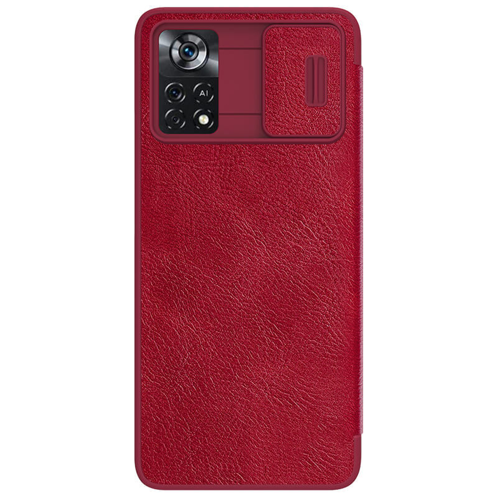 Кожаный чехол-книжка Nillkin Leather Qin Pro c защитой камеры для Poco X4 Pro 5G