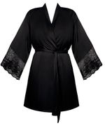 Коротенький халат Zora с поясом (Размер: XXL) (Цвет: черный)