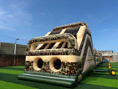 Надувная полоса препятствий «Патриот», 4 блока, 22х4х5 м