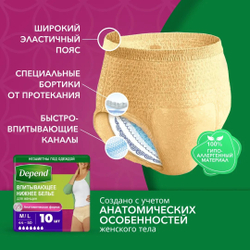 Депенд Белье впитывающее женское M–L Norm, 10 шт. Depend