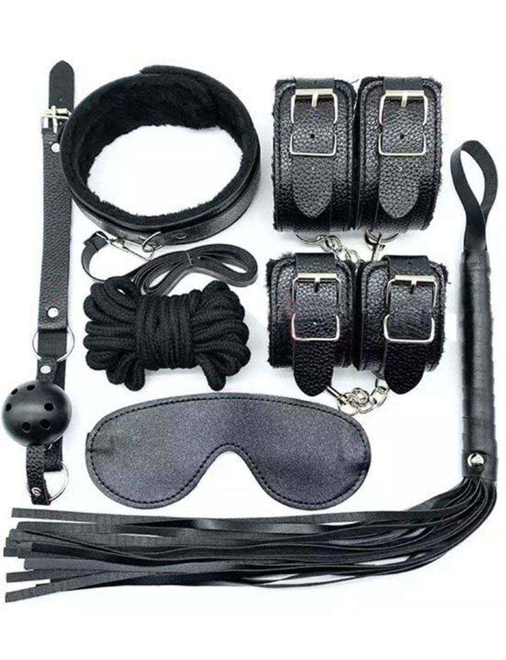 Большой БДСМ-набор из 7 предметов в черном цвете (Цвет: черный)