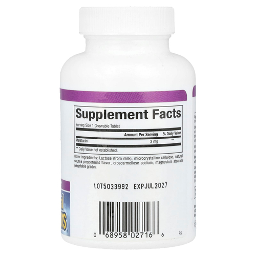 Natural Factors, Stress-Relax, мелатонин, 3 мг, 180 жевательных таблеток