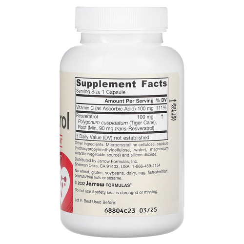 Jarrow Formulas, Ресвератрол, 120 растительных капсул
