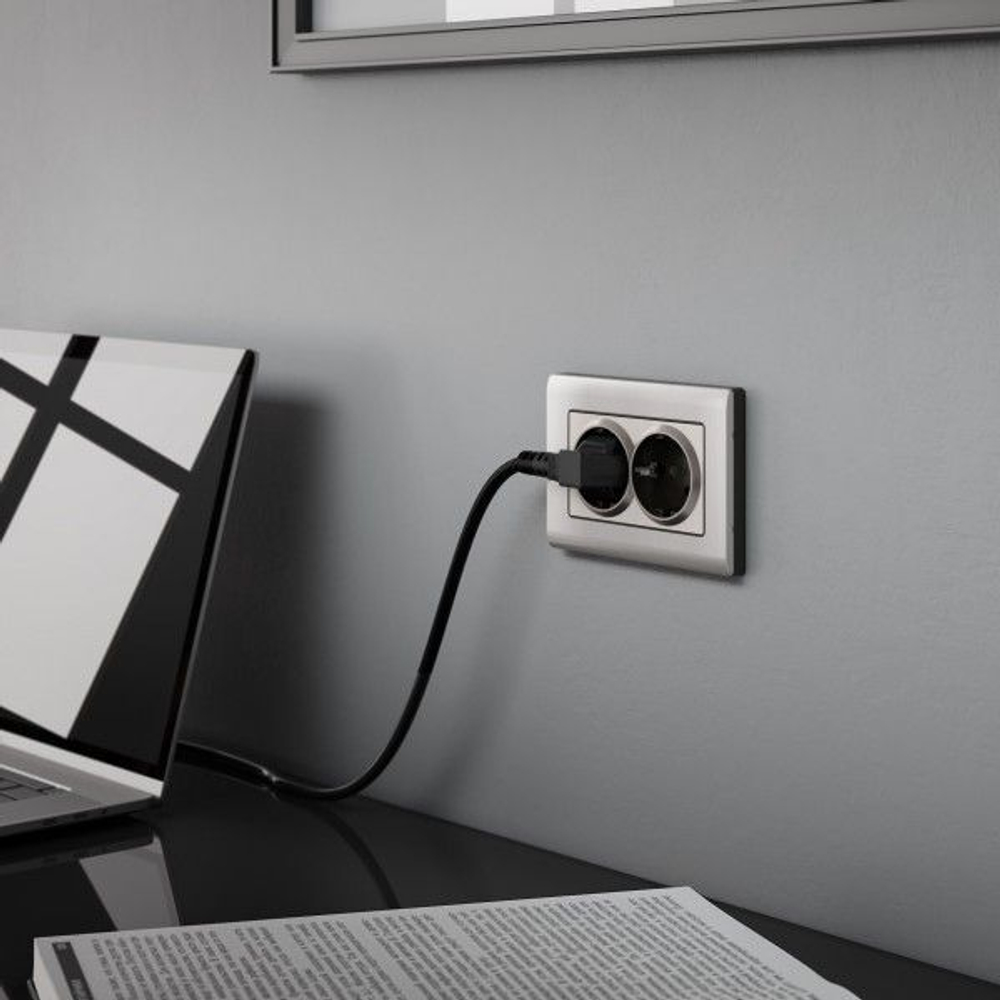 Рамка для двойной розетки Metallic (глянцевый никель)