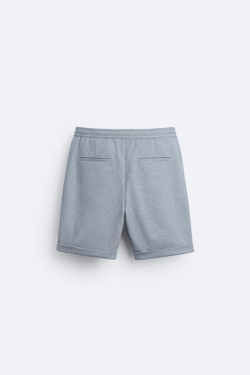 ZARA ШОРТЫ КОМФОРТНОЙ ПОСАДКИ, СИНИЙ С МЕЛАНЖЕВЫМ ЭФФЕКТОМ