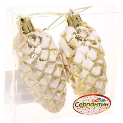 Ёлочные игрушки «Таинственное очарование» Шишки 9 см (набор 2шт), золотой