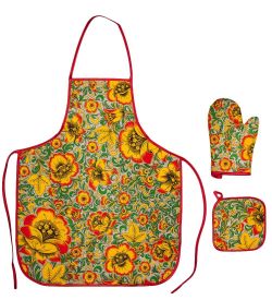 ТК-201 Набор 3 пр. «Фартук, рукавица, прихватка» (лен) в асс.