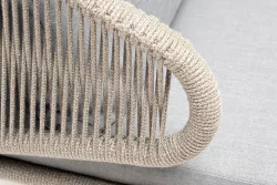 "Милан" кресло плетеное из роупа, каркас алюминий светло-серый (RAL7035) муар, роуп серый меланж круглый, ткань светло-серая