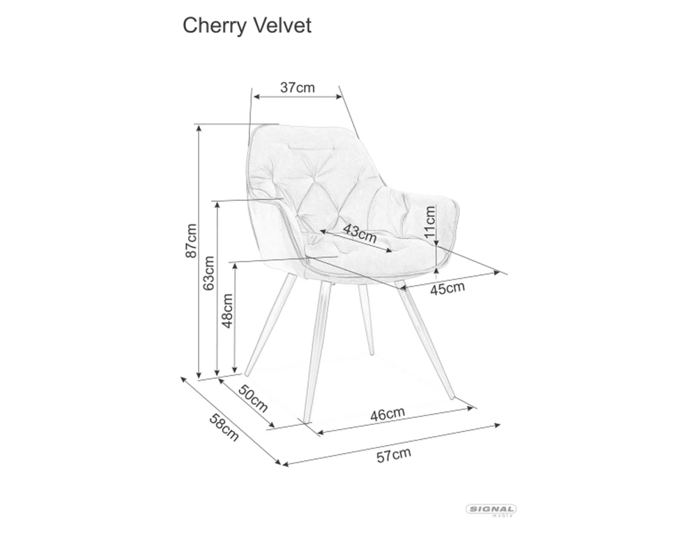 Стул SIGNAL CHERRY Velvet Bluvel 86 темно-синий/черный мат