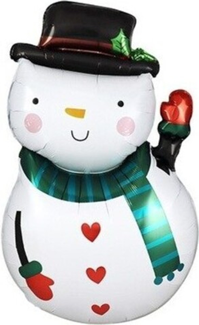 Шар с клапаном (17''/43 см) Снеговик в шляпе на палочке